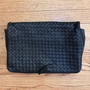Bottega Veneta Vintage Intrecciato Black Woven Leather Clutch